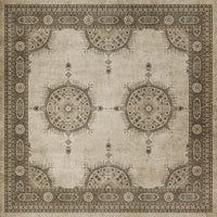 vinyl floorcloth tan neutral medallion