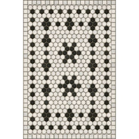 black white mosaic tile lay flat vinyl rug