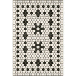 black white mosaic tile lay flat vinyl rug