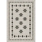 black white mosaic tile lay flat vinyl rug