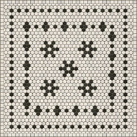 black white mosaic tile lay flat vinyl rug