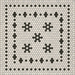 black white mosaic tile lay flat vinyl rug