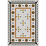 vinyl vintage floor mat mosaic black white orange