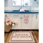 Welcome Mat - Mosaic Personalized 8th Street - Vinyl - Black on Cream (size options)