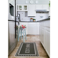 rectangle mosaic black and white tile floor mat welcome  custom personalize