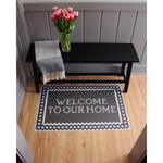rectangle mosaic black and white tile floor mat welcome  custom personalize
