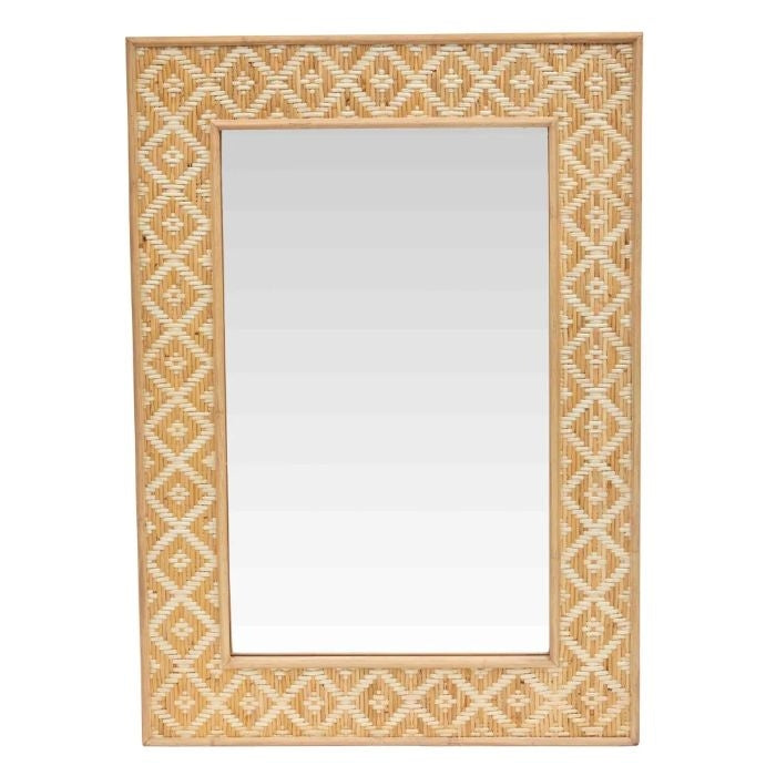 rectangle wall mirror rattan diamond frame