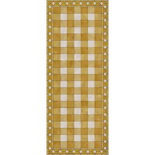 vinyl floor mat runner rug gingham mustard yellow gold white check