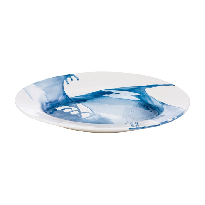 hand painted white blue platter splash design ceramic