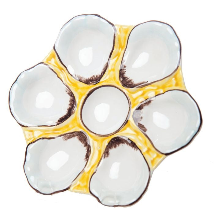 oyster plate yellow brown set ceramic