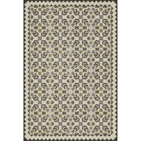 vintage vinyl rug floral yellow green blue