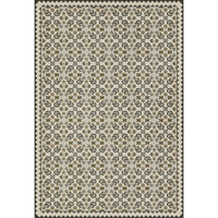 vintage vinyl rug floral yellow green blue