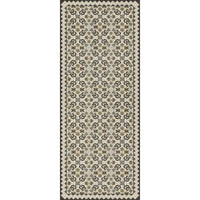 vintage vinyl rug floral yellow green blue