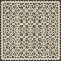 vintage vinyl rug floral yellow green blue