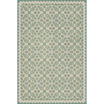 vintage vinyl rug floral green blue