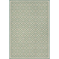 vintage vinyl rug floral green blue