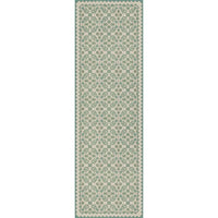 vintage vinyl rug floral green blue