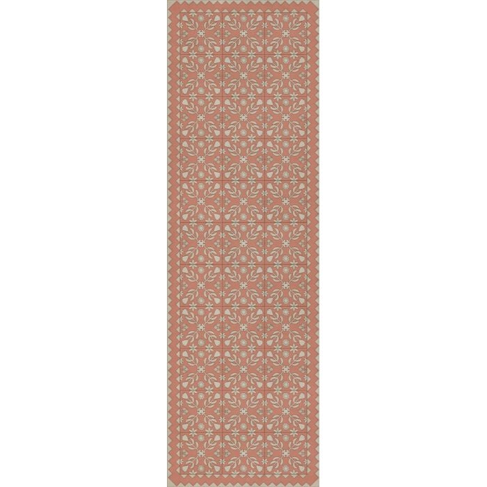 vintage vinyl floor runner coral tan floral