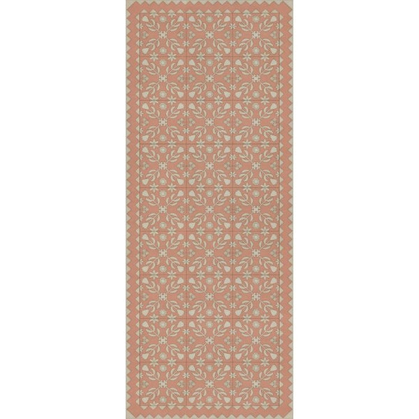 vintage vinyl floor runner coral tan floral