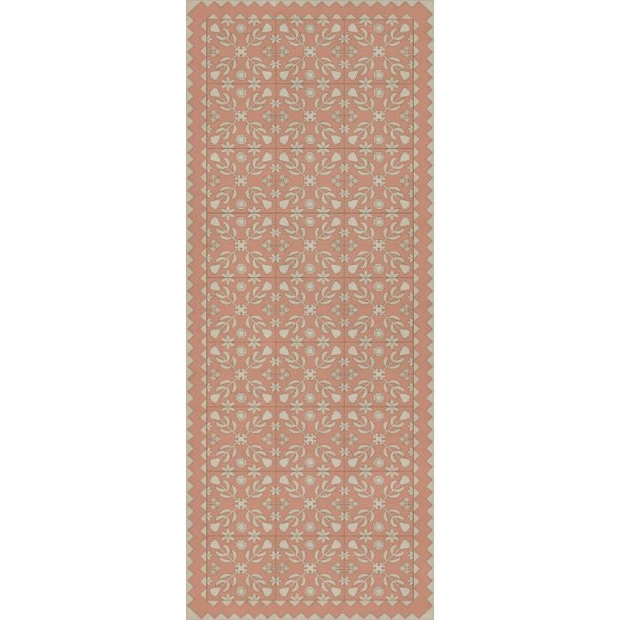 vintage vinyl floor runner coral tan floral
