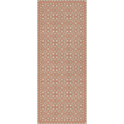 vintage vinyl floor runner coral tan floral