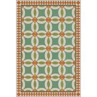 vintage vinyl floor cloth geometric blue green red