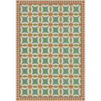 vintage vinyl floor cloth geometric blue green red