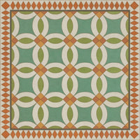 vintage vinyl floor cloth geometric blue green red