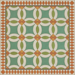 vintage vinyl floor cloth geometric blue green red