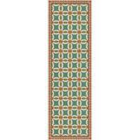 vintage vinyl floor runner geometric blue green red