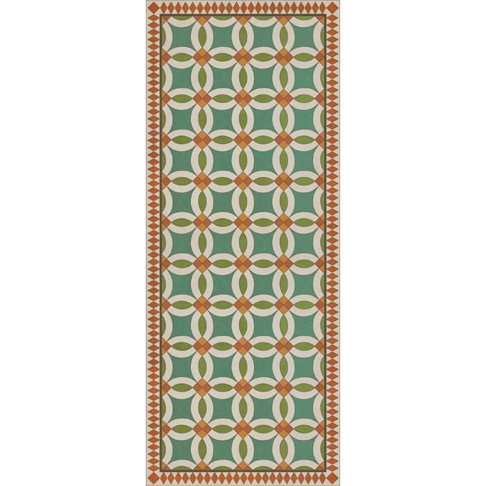 vintage vinyl floor runner geometric blue green red