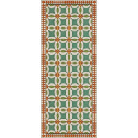 vintage vinyl floor runner geometric blue green red
