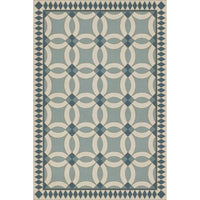 vintage vinyl floor cloth geometric blue teal