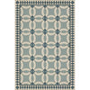 vintage vinyl floor cloth geometric blue teal