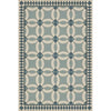 vintage vinyl floor cloth geometric blue teal