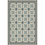vintage vinyl floor cloth geometric blue teal