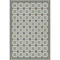 vintage vinyl floor cloth geometric blue teal