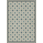 vintage vinyl floor cloth geometric blue teal