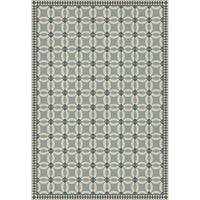 vintage vinyl floor cloth geometric blue teal