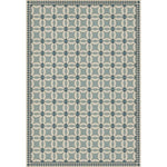 vintage vinyl floor cloth geometric blue teal