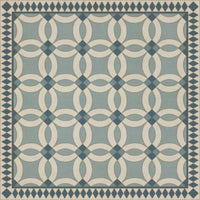 vintage vinyl floor cloth geometric blue teal