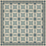 vintage vinyl floor cloth geometric blue teal