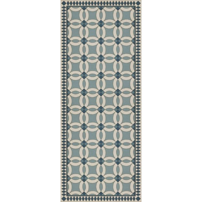 vintage vinyl floor runner geometric blue teal