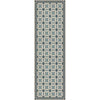 vintage vinyl floor runner geometric blue teal