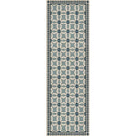 vintage vinyl floor runner geometric blue teal
