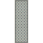 vintage vinyl floor runner geometric blue teal