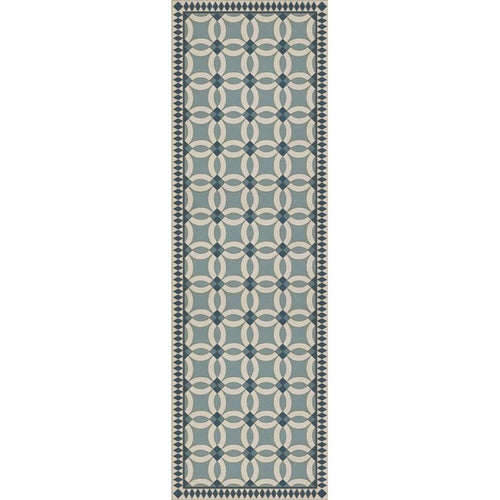 vintage vinyl floor runner geometric blue teal