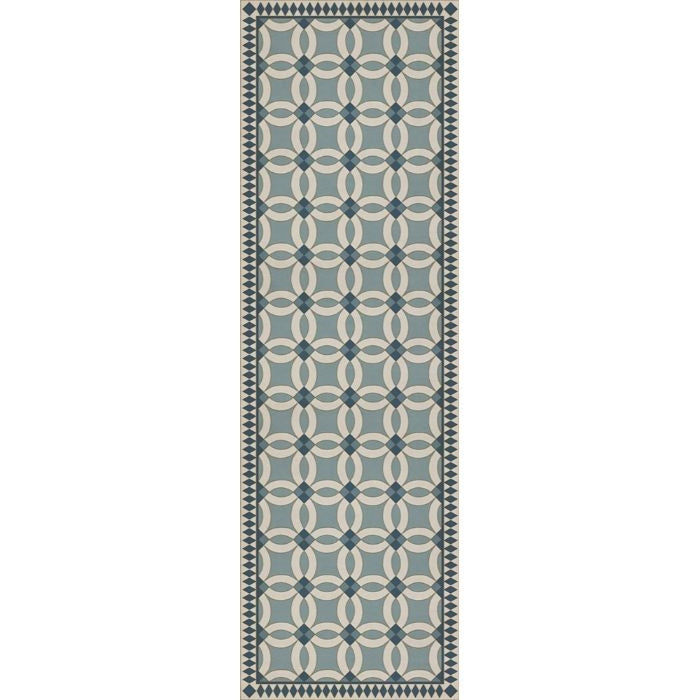 vintage vinyl floor runner geometric blue teal