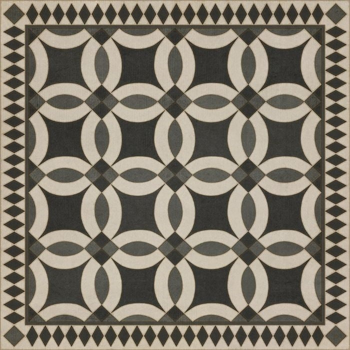black tan ring detail lay flat vinyl rug