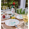dinner plate set ceramic green off white brown trim pomegranate